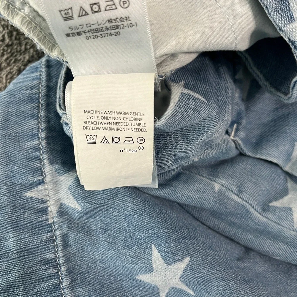 Polo Ralph Lauren Shorts Boys 18 Blue Star Print Chambray Denim‎ Bermuda Chino